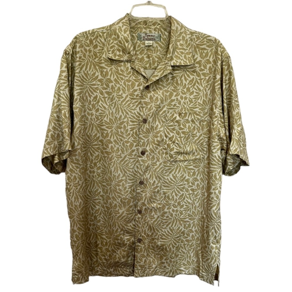 Tommy Bahama 100% silk green palm leaf short sleeve casual shirt size small